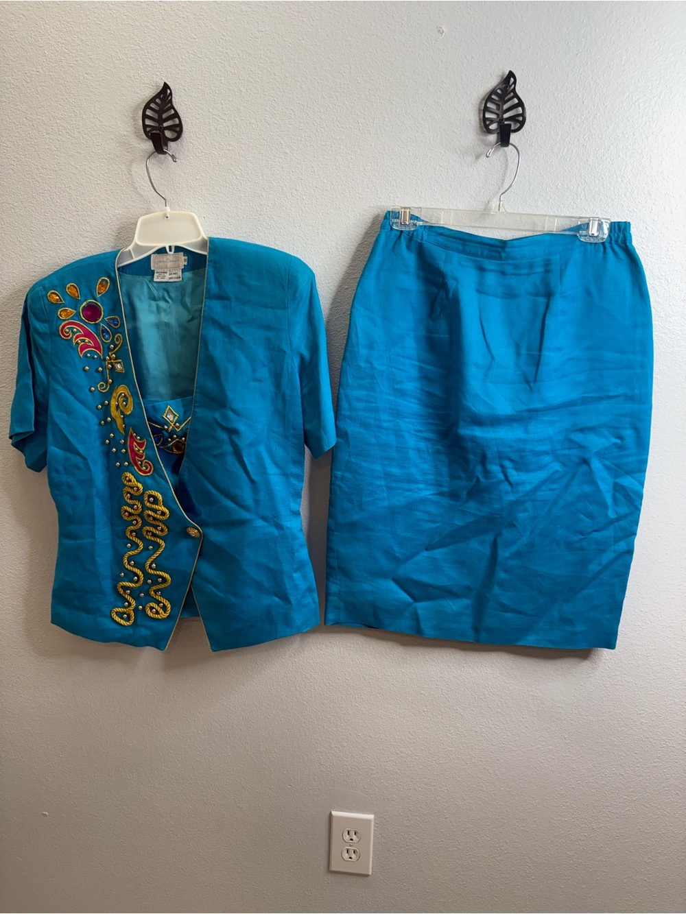 Vintage Anne French Size 10 Blue Skirt Set